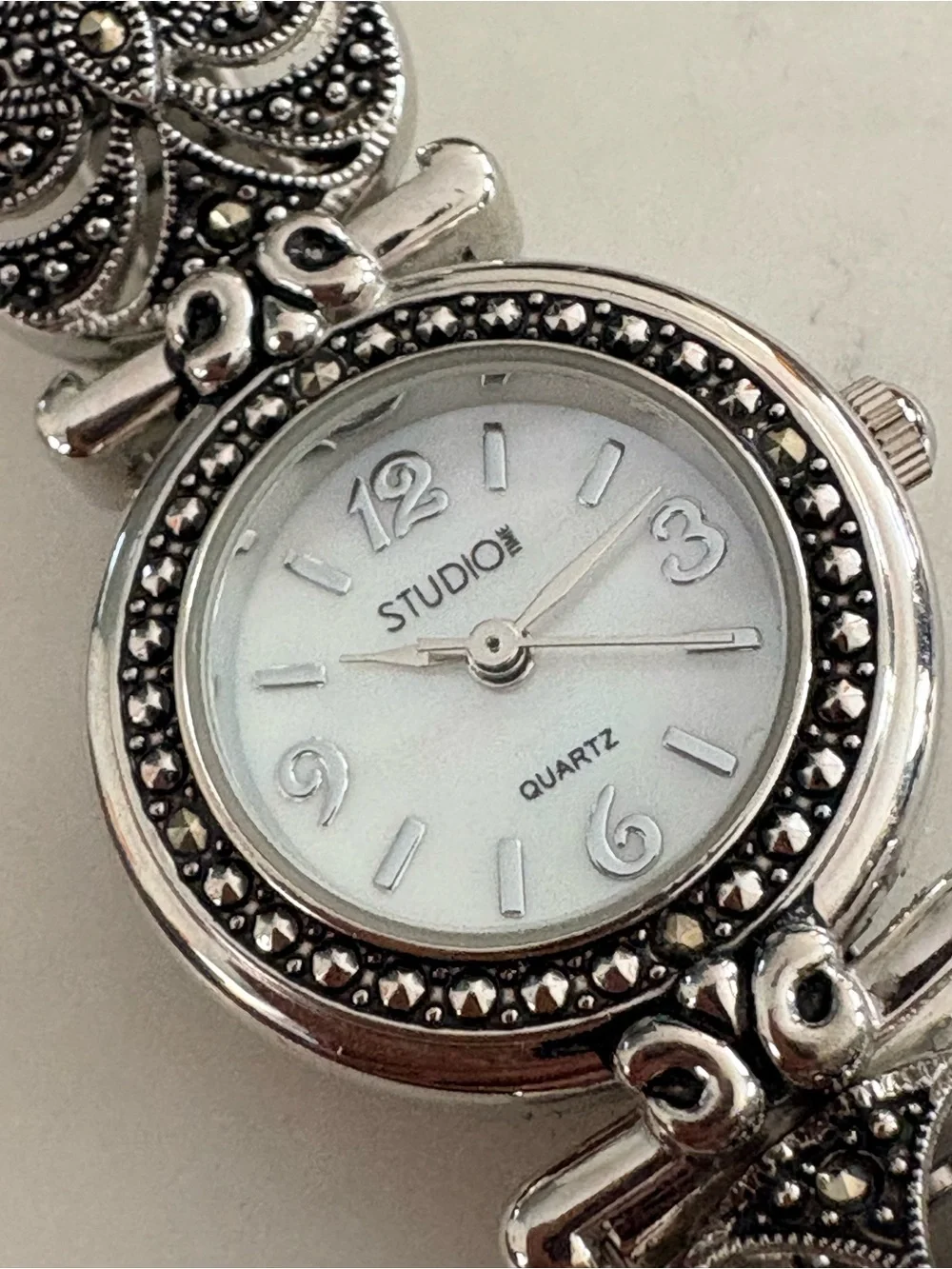 Studio Silver-Tone Marcasite Accent Women's Bracelet Watch Needs Battery